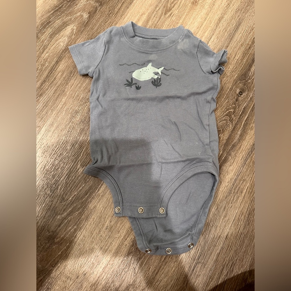 Carter's Blue Baby Onesie with Leaf Print